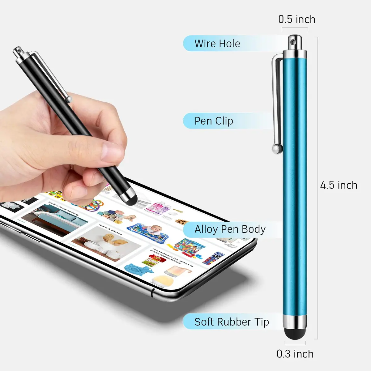 Abiarst Stylus Pens for Touch Screens 10-Pack | High Precision Universal Stylus for iPad iPhone Tablets Samsung Galaxy - view 4