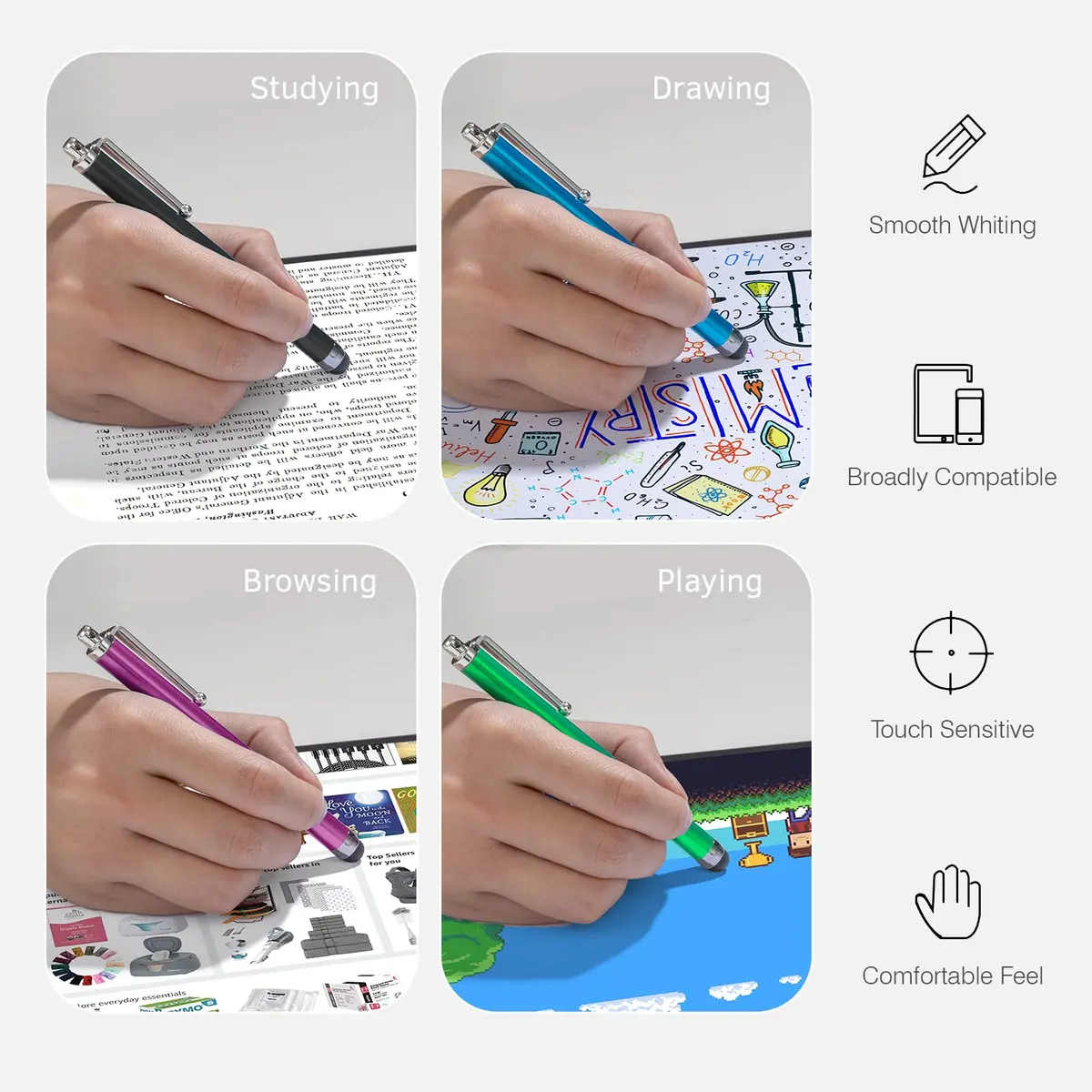 Abiarst Stylus Pens for Touch Screens 10-Pack | High Precision Universal Stylus for iPad iPhone Tablets Samsung Galaxy - view 5