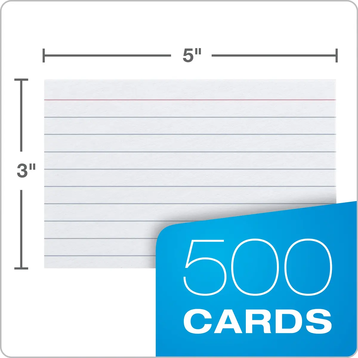 Oxford Index Cards 3 x 5 Inches White Lined on Front Blank on Back 500 Count | Study Tool for Students - view 3