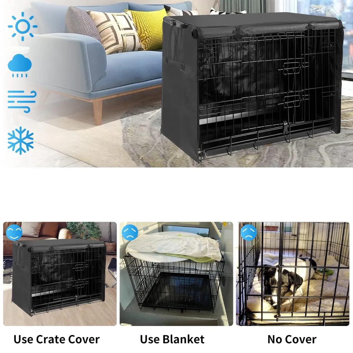 Joroamp 36 Inch Dog Crate Cover 91.4cm (36"L x 23"W x 25"H) | Waterproof 600D Oxford with 1-3 Doors - view 4