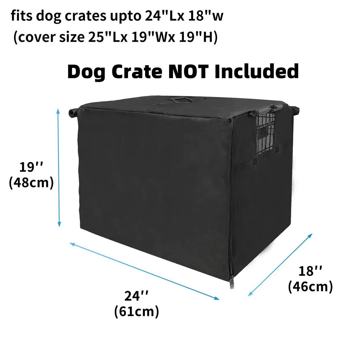Joroamp Dog Kennel Cover 24"L x 18"W x 19"H Black | Waterproof 600D Oxford Fabric for Wire Crates with 1-3 Doors - view 2