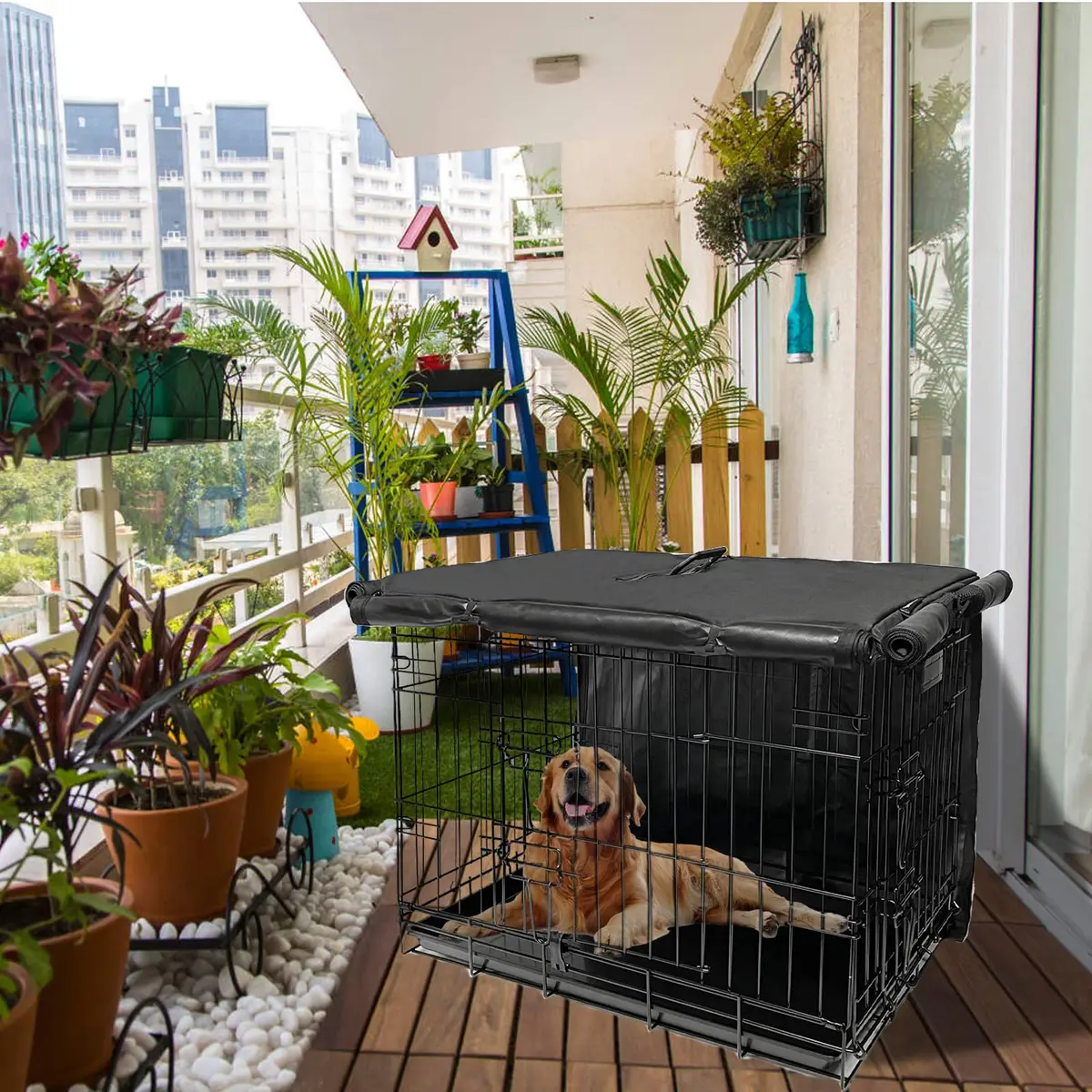 Joroamp Dog Crate Cover 48 Inch Waterproof 600D Oxford | Large Dog Cage with 1-3 Doors - view 6