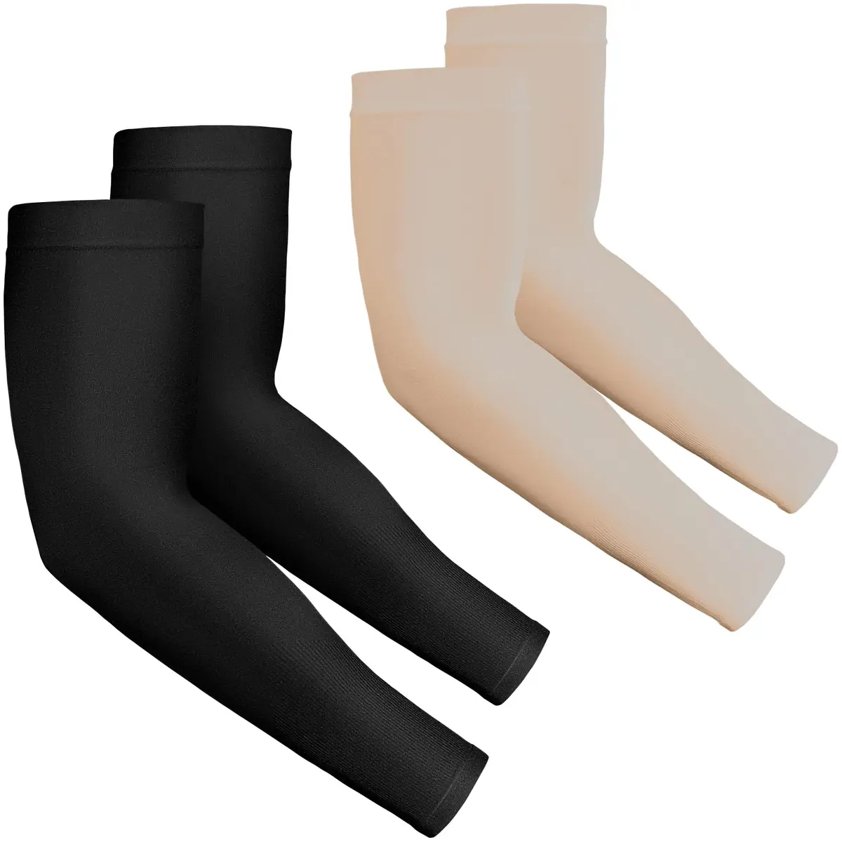 Rescoto UPF 50+ Cooling Arm Sleeves (2 Pairs, Black & Beige) | Protects Skin from Harmful UV Rays - main product image