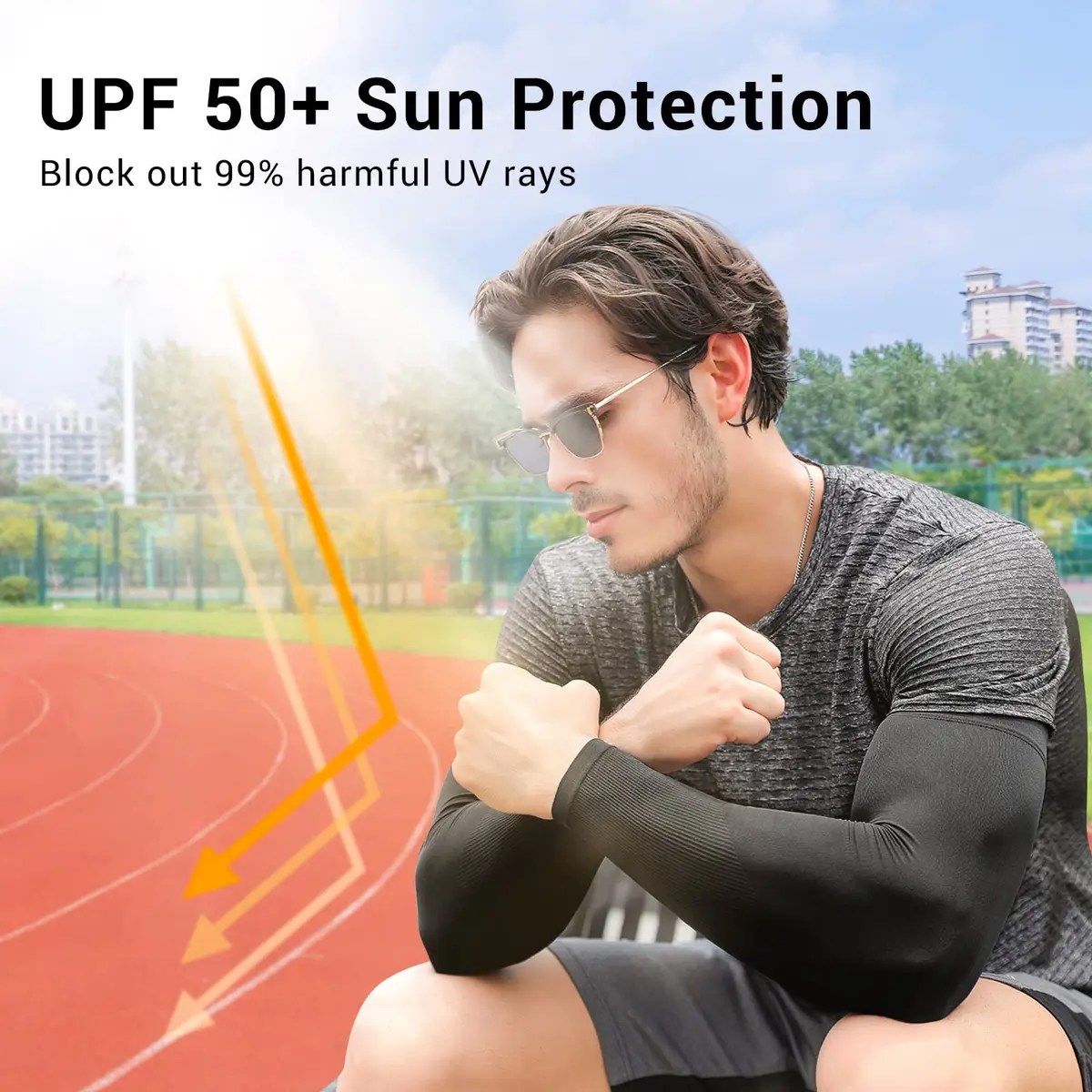 Rescoto UPF 50+ Cooling Arm Sleeves (2 Pairs, Black & Beige) | Protects Skin from Harmful UV Rays - view 2