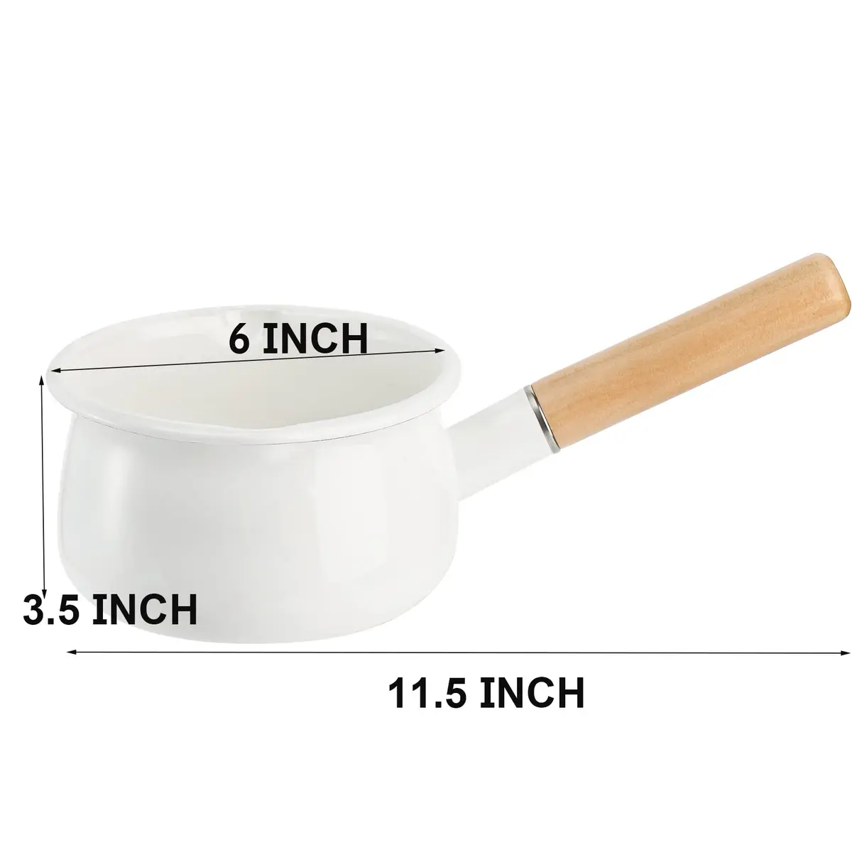 Jucoan 1 Quart Enamel Milk Pan with Dual Pour Spouts | Small Enamel on Steel Saucepan for Heating & Boiling - view 6