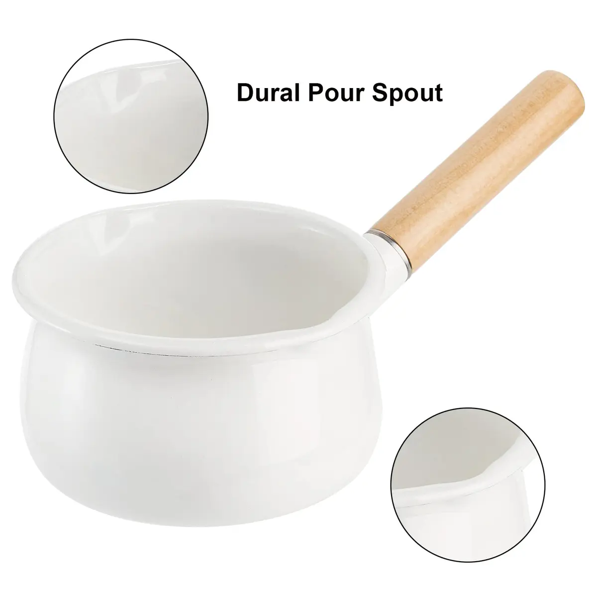 Jucoan 1 Quart Enamel Milk Pan with Dual Pour Spouts | Small Enamel on Steel Saucepan for Heating & Boiling - view 7