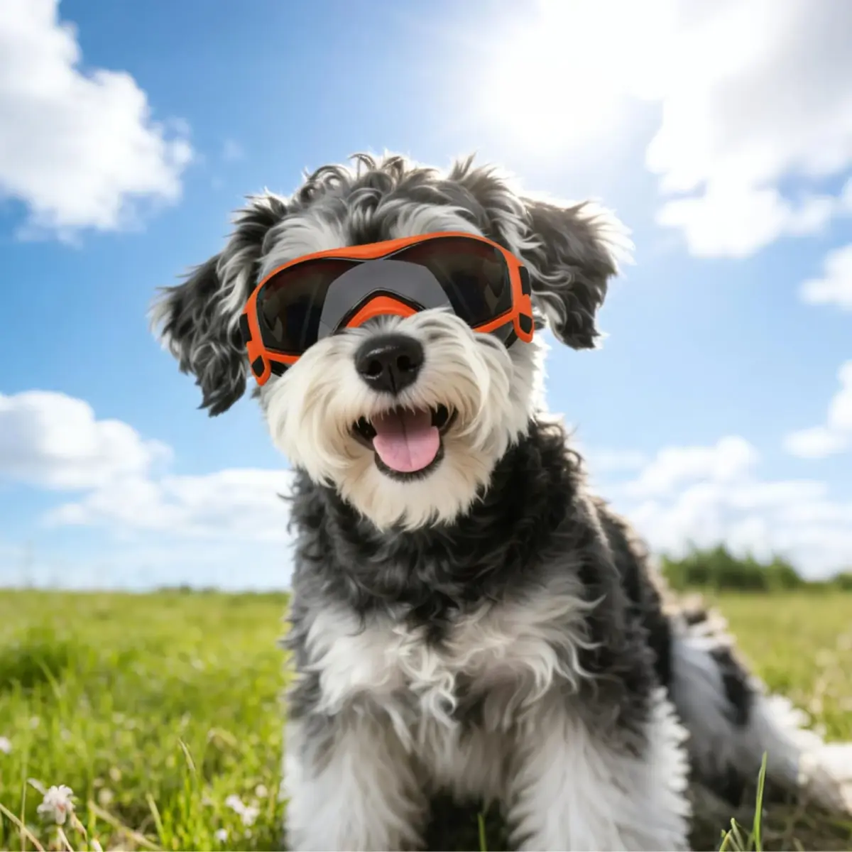 PETLESO Dog Goggles for Small to Medium Breed, Anti-UV Dog Sunglasses 5" L x 2" W | Sporty Orange Pet Eyewear - view 7