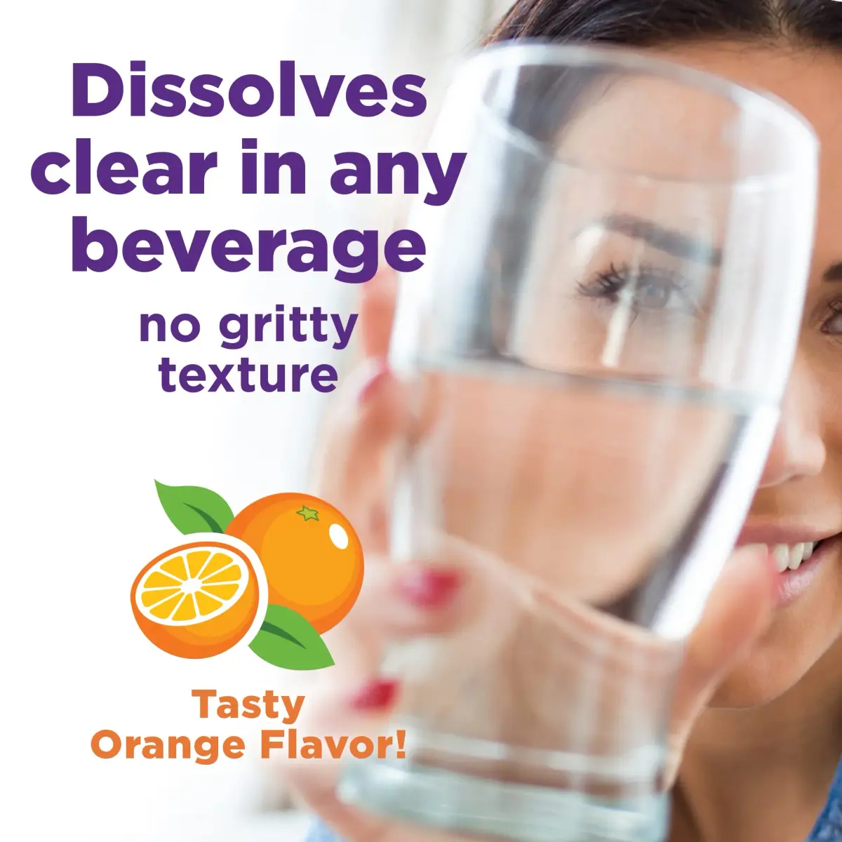Amazon Basic Care ClearLax Polyethylene Glycol 3350 Powder for Solution, Orange Flavor 235 g (8.3 oz) | Relieves Occasional Constipation - view 2