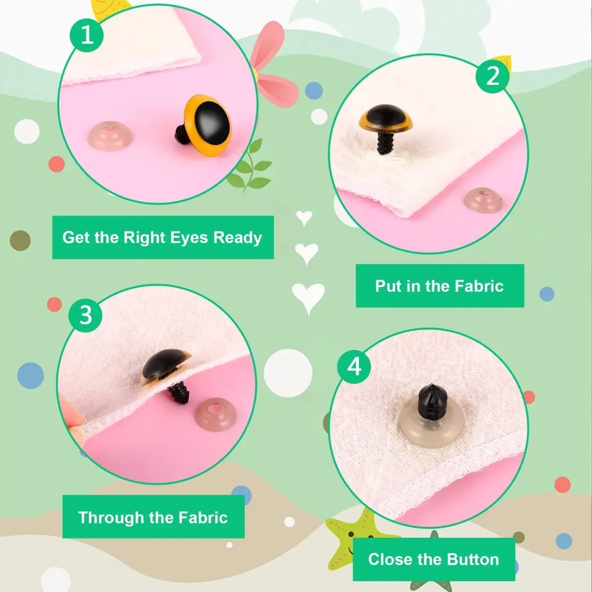UPINS Large Colored Safety Eyes and Nose with Washers for Amigurumi, 180 Pcs | Crafting Supplies for DIY Dolls - view 4