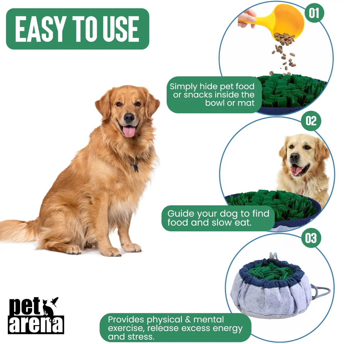 PET ARENA Adjustable Snuffle Mat for Dogs Puzzle Feeder Toy | Stimulates Natural Foraging & Mental Health - view 3