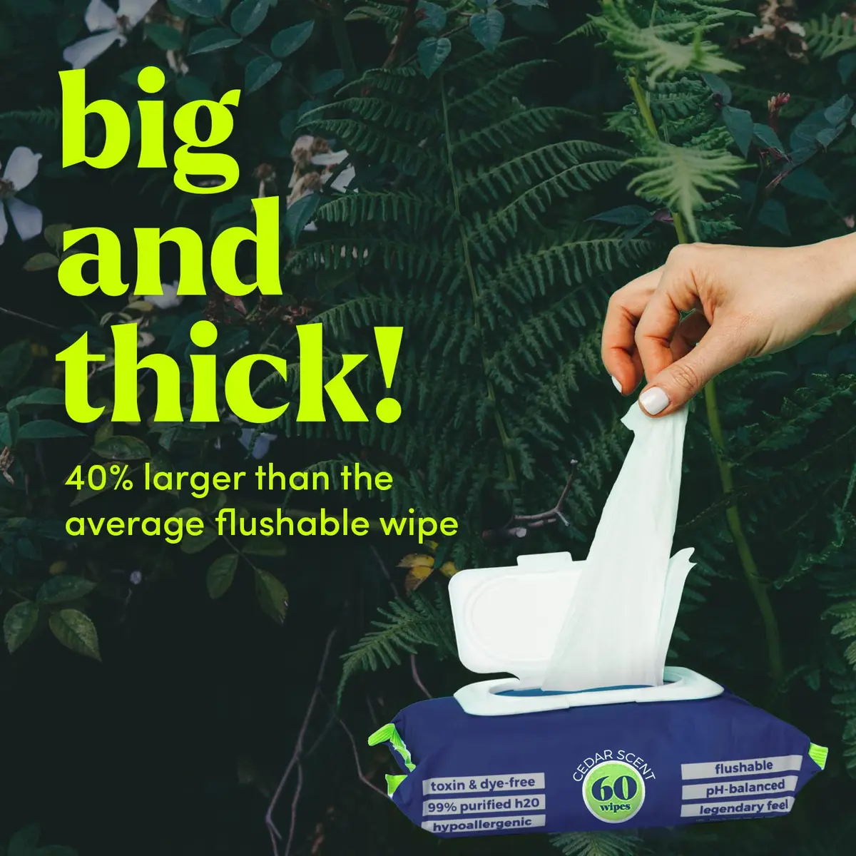 goodwipes Flushable Wipes for Adults, 60 Count (Pack of 8) Cedar Scent | Septic & Sewer Safe XL Wipes - view 3