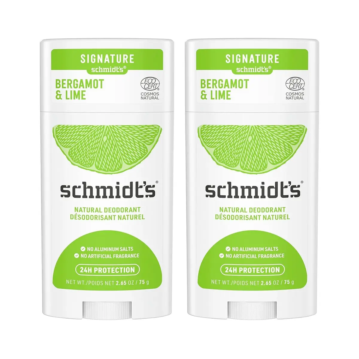 Schmidt's Natural Deodorant Bergamot & Lime 2.65 oz | 24 Hour Odor Protection, Vegan & Aluminum-Free - main product image