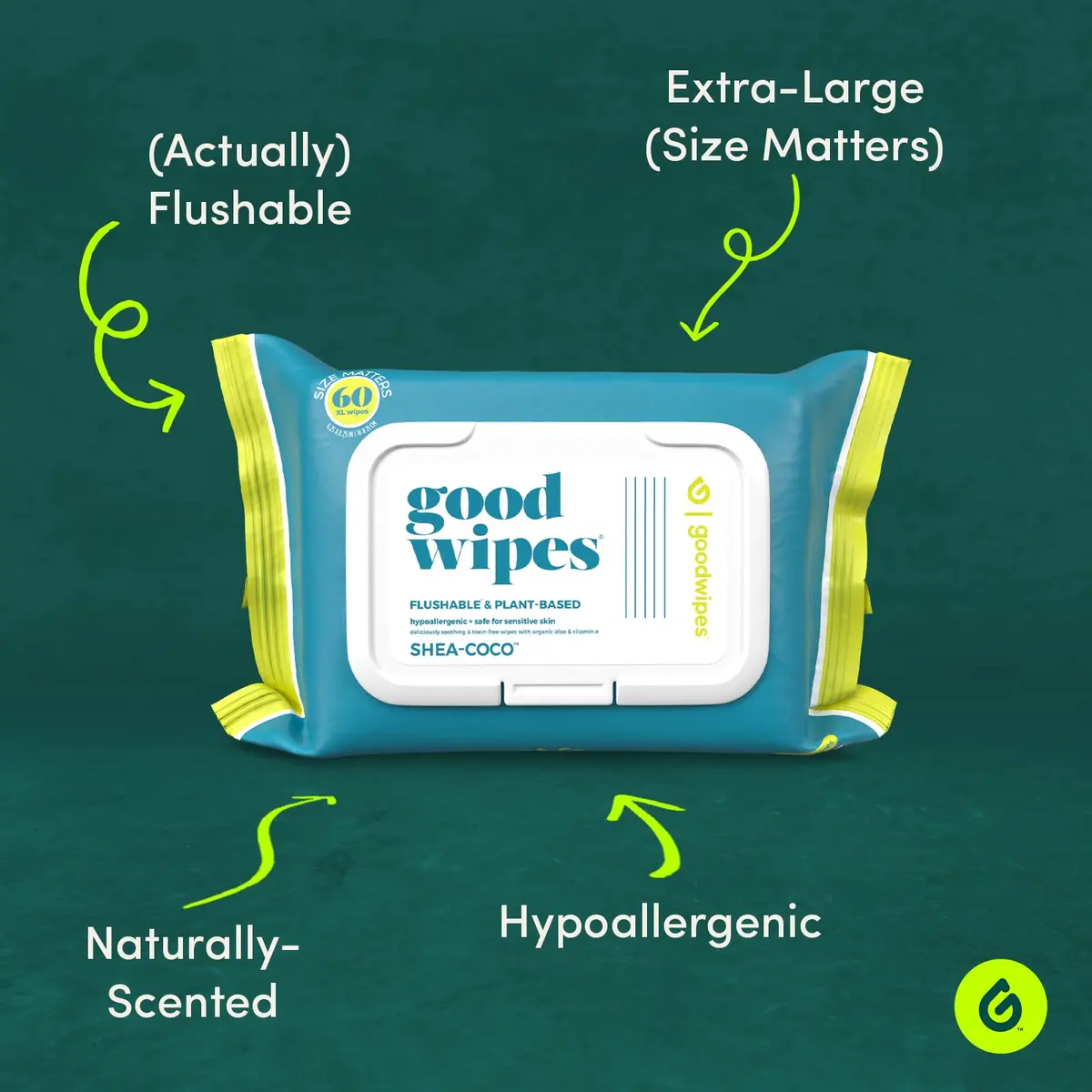 goodwipes Flushable Wipes Shea-Coco 60 Count (Pack of 8) | Septic Safe & Biodegradable - view 2