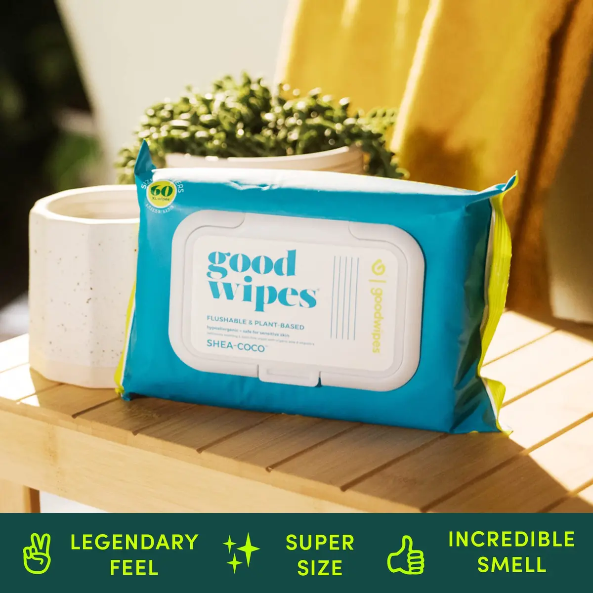 goodwipes Flushable Wipes Shea-Coco 60 Count (Pack of 8) | Septic Safe & Biodegradable - view 3