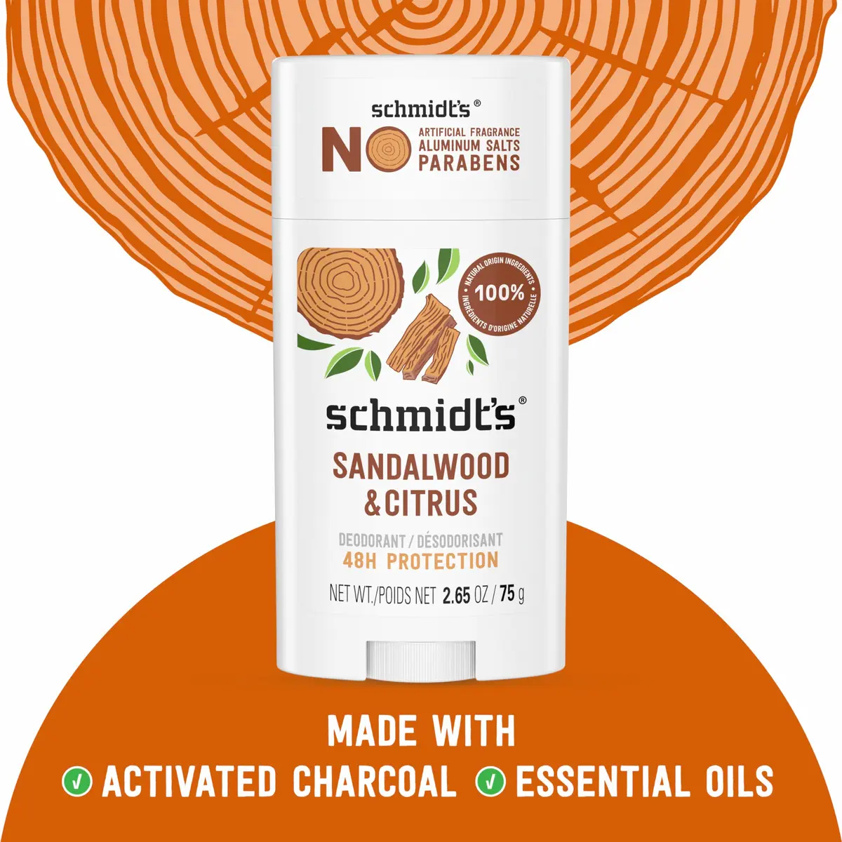 Schmidt's Natural Deodorant Sandalwood & Citrus 2.65 oz | 24-Hour Odor Protection, Vegan & Aluminum-Free - view 4