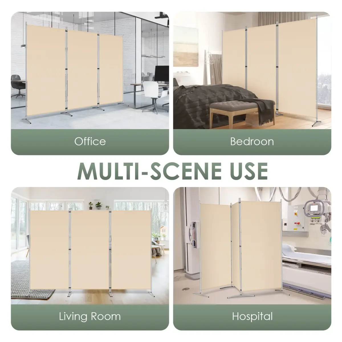 RANTILA 3 Panel Room Divider 215.9 cm (71"H) | Freestanding Folding Privacy Screen for Offices and Homes - view 7