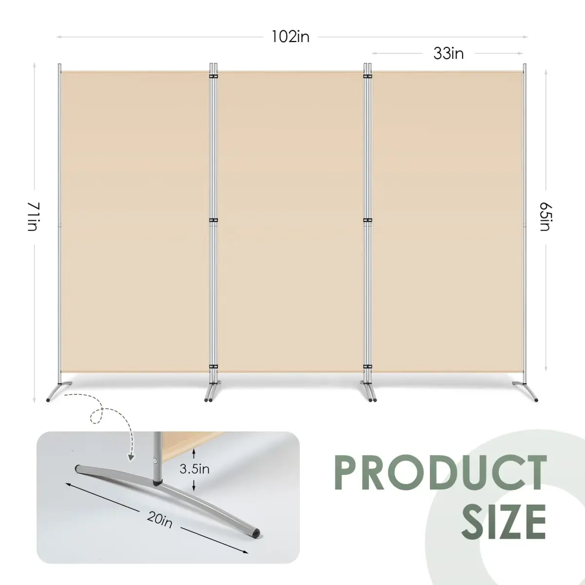 RANTILA 3 Panel Room Divider 215.9 cm (71"H) | Freestanding Folding Privacy Screen for Offices and Homes - view 2