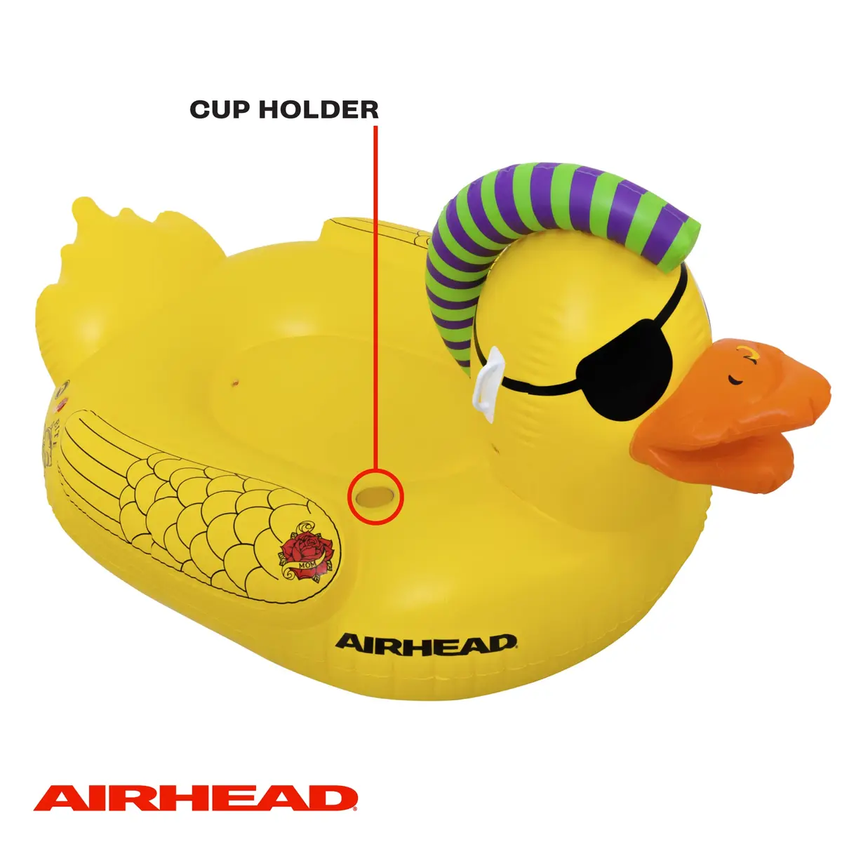 AIRHEAD Punk Duck Inflatable Pool Float Large | Heavy Gauge PVC, 70 x 57-inches, 1-2 Rider Pool & Lake Float - view 5