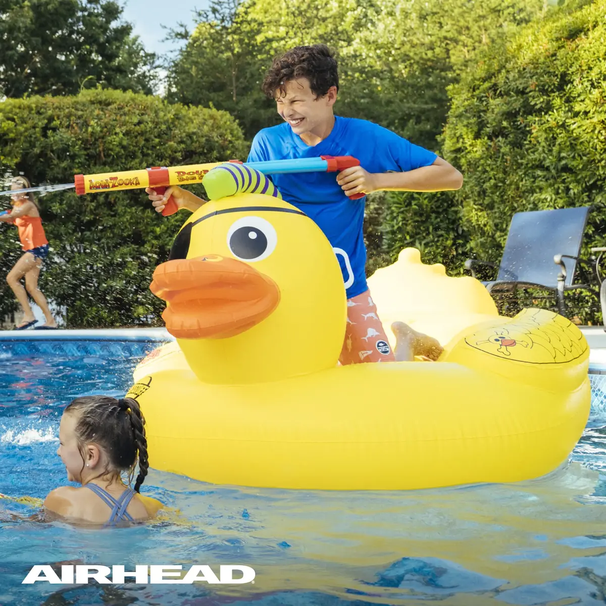 AIRHEAD Punk Duck Inflatable Pool Float Large | Heavy Gauge PVC, 70 x 57-inches, 1-2 Rider Pool & Lake Float - view 6