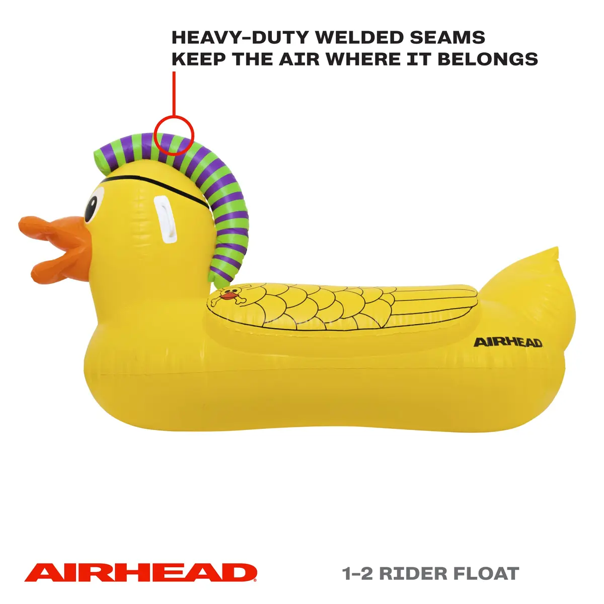 AIRHEAD Punk Duck Inflatable Pool Float Large | Heavy Gauge PVC, 70 x 57-inches, 1-2 Rider Pool & Lake Float - view 3