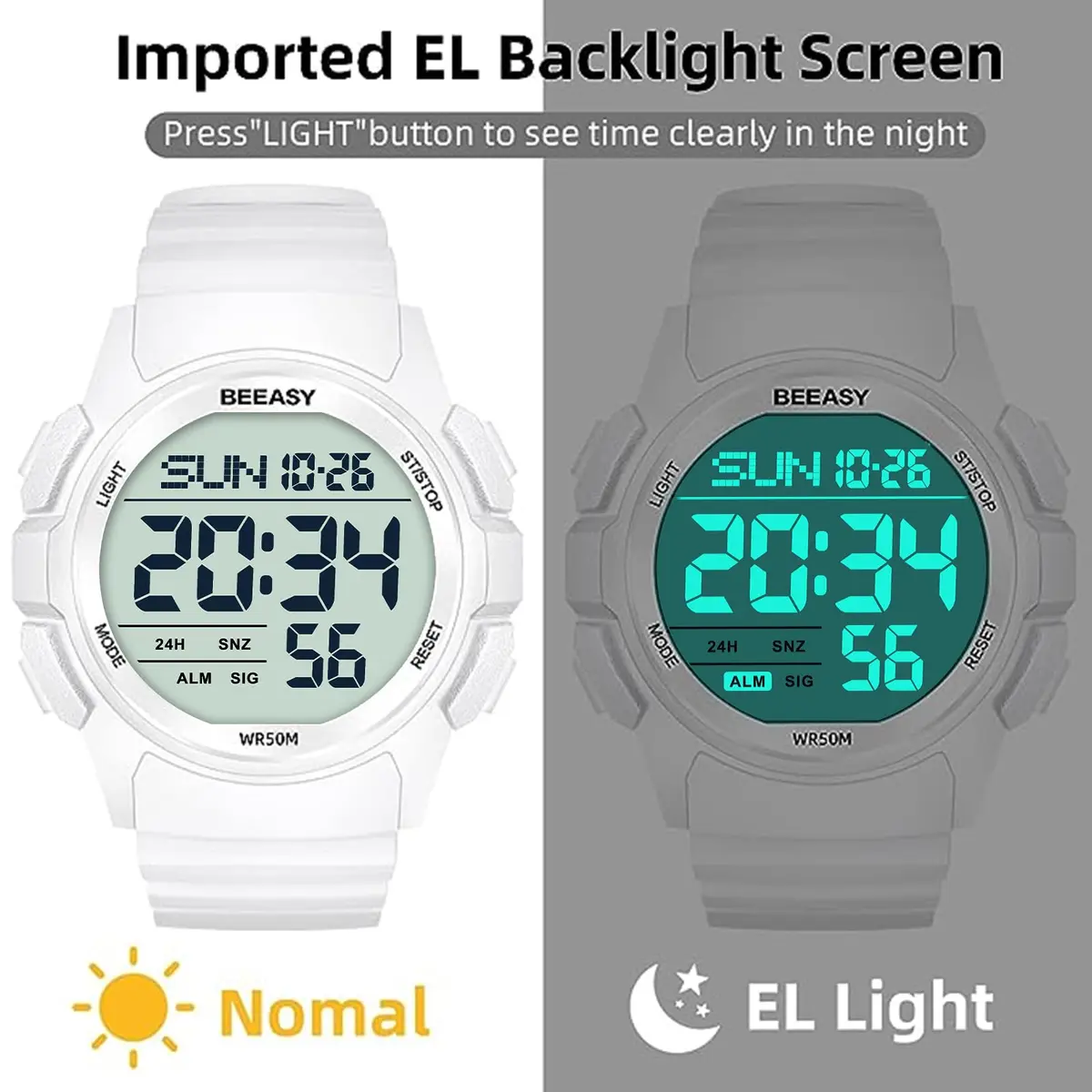 Beeasy Men Digital Sports Watch Waterproof 50M | Dual Time, Stopwatch & Alarm (110c) - view 4
