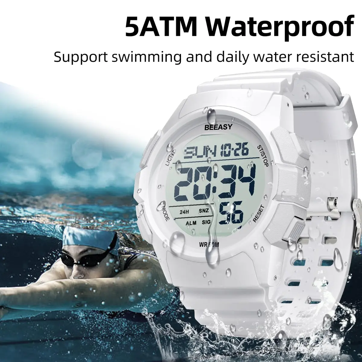 Beeasy Men Digital Sports Watch Waterproof 50M | Dual Time, Stopwatch & Alarm (110c) - view 2