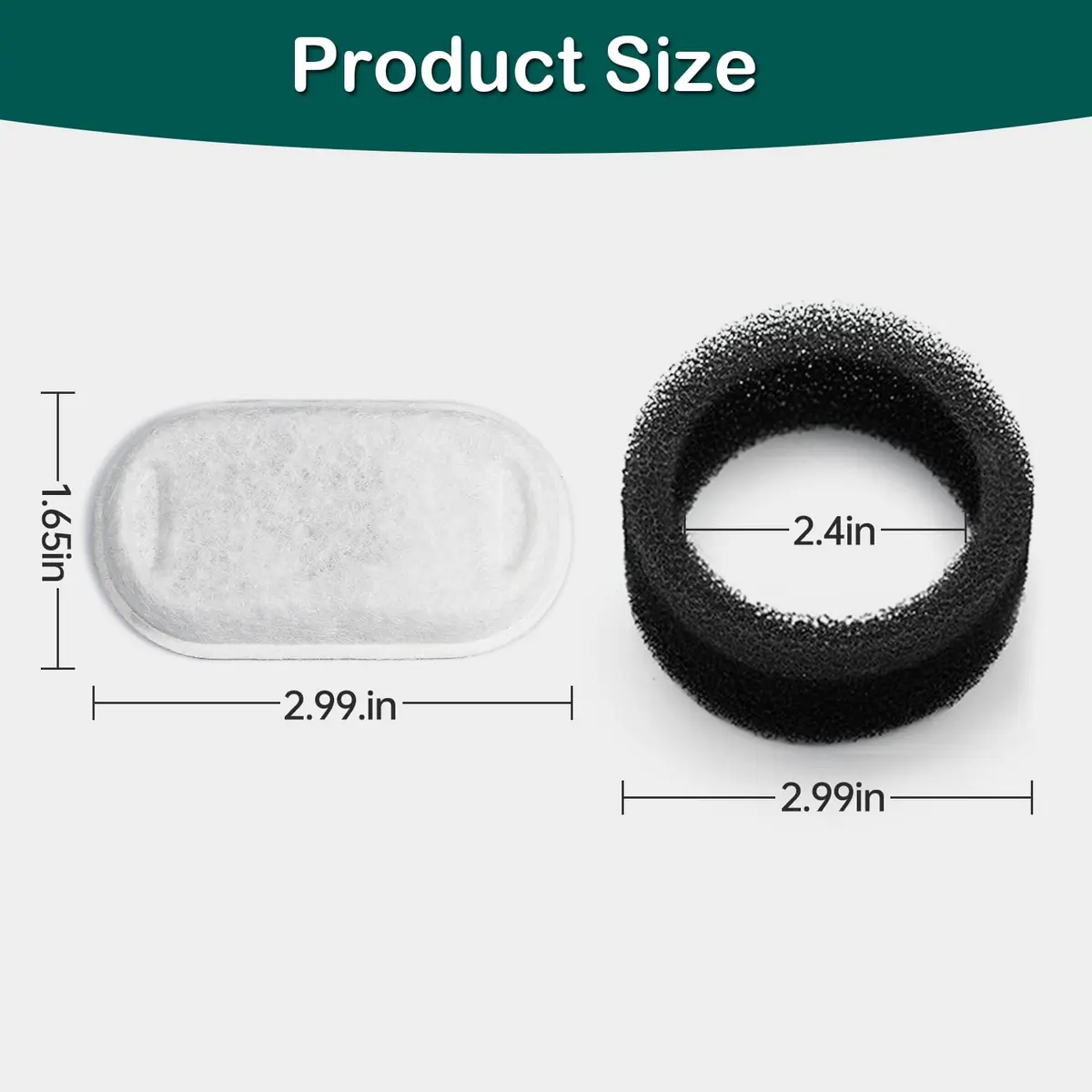 KANCHOU Cat Water Fountain Filter 16Pcs for 101oz/3L Stainless Steel Fountain | 8 Filters & 8 Sponges - view 6
