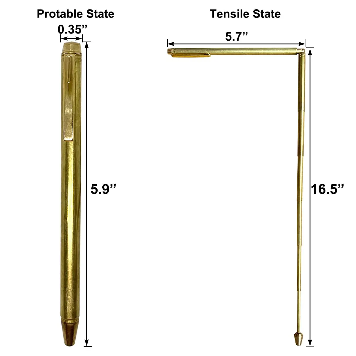 QINIZX Retractable Dowsing Rods, Brass Divining Rods for Ghost Hunting & Water Witching, 15 cm (5.9 inches) - Gold - view 3
