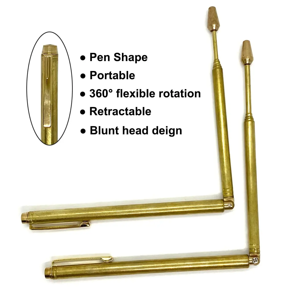 QINIZX Retractable Dowsing Rods, Brass Divining Rods for Ghost Hunting & Water Witching, 15 cm (5.9 inches) - Gold - view 4