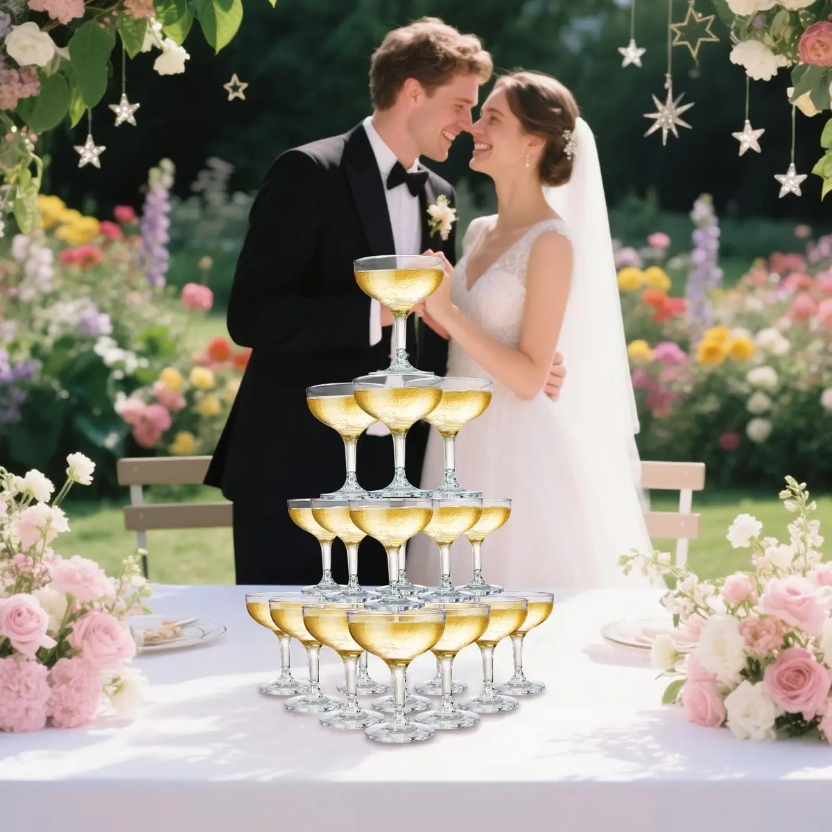 Peohud Set of 20 Coupe Cocktail Glasses, 5 Oz Acrylic | Reusable Champagne Cups for Party & Home - view 7