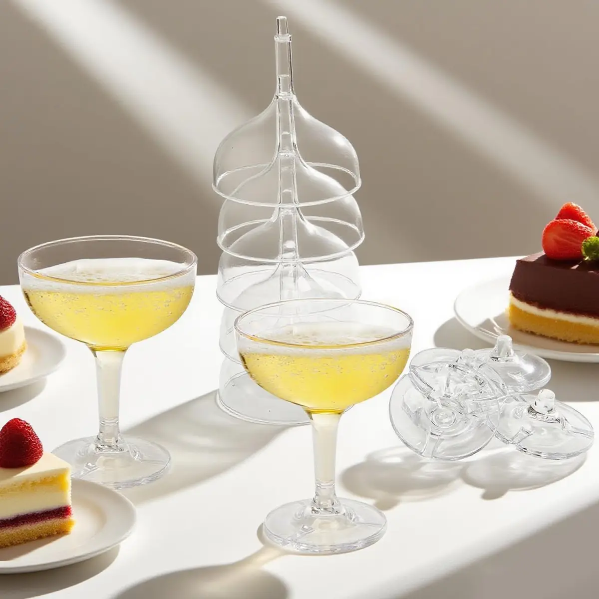 Peohud Set of 20 Coupe Cocktail Glasses, 5 Oz Acrylic | Reusable Champagne Cups for Party & Home - view 8