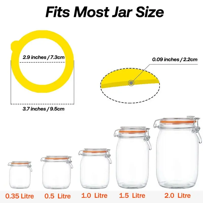 Gemhill Silicone Replacement Gasket 97mm | Leak-Proof Mason Jar Seal (10pcs) - view 2