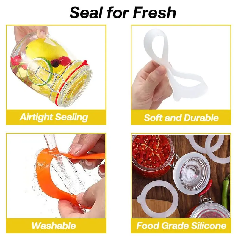 Gemhill Silicone Replacement Gasket 97mm | Leak-Proof Mason Jar Seal (10pcs) - view 7