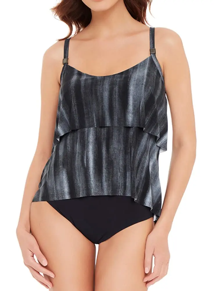 MagicSuit Women's Tankini Top 12 | Flattering, Adjustable Straps, High Low Hem, Black - view 3