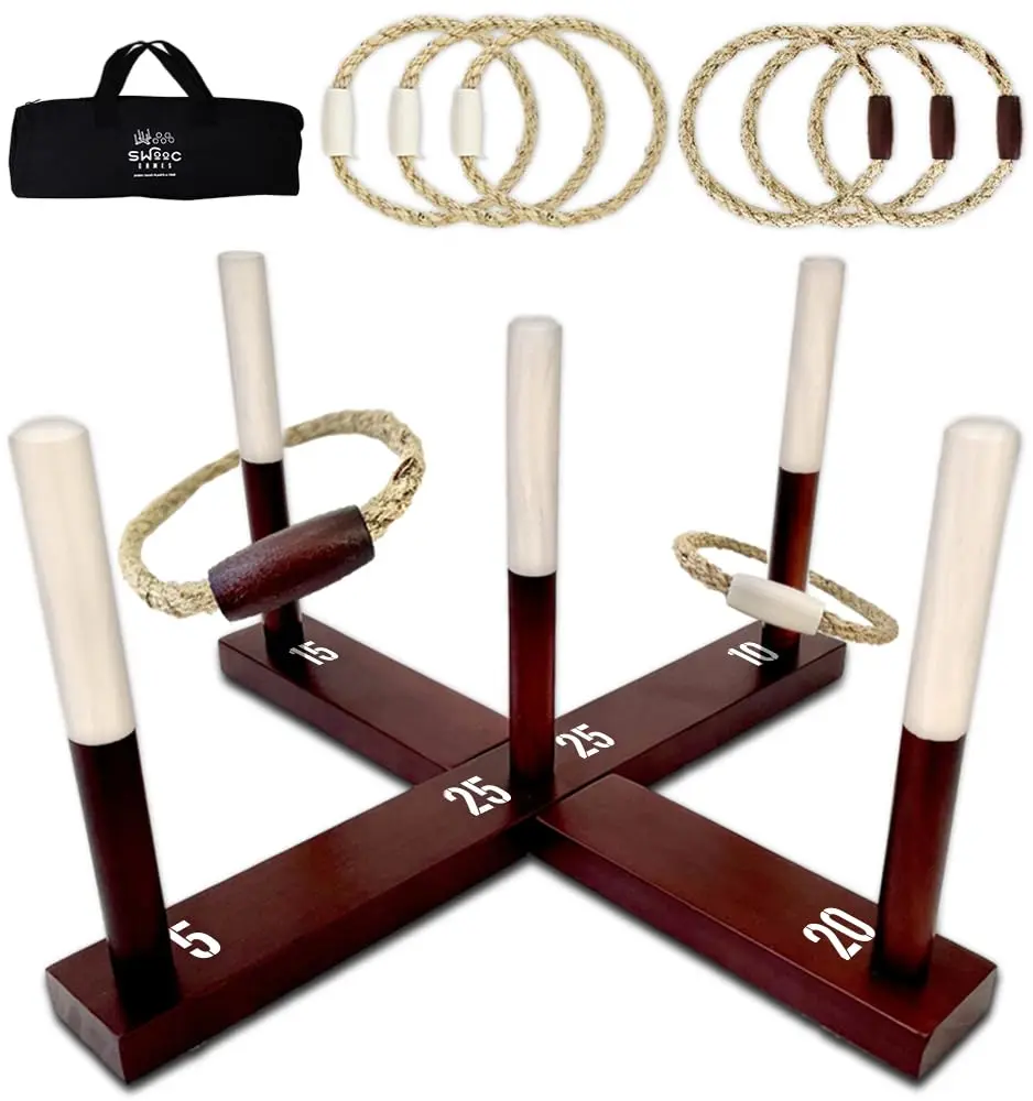 Swooc Rustic Ring Toss Game | All Weather Outdoor Yard Activity for Kids & Adults (16.5 in x 8.5 in) - main product image