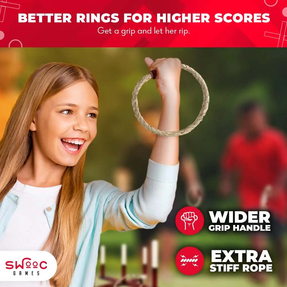 Swooc Rustic Ring Toss Game | All Weather Outdoor Yard Activity for Kids & Adults (16.5 in x 8.5 in) - view 3