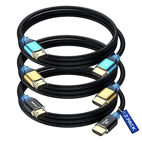 Maximm HDMI 2.1 Cable 8K 6 Ft | 48 Gbps, Braided, eARC, HDR, 5-Pack - main product image