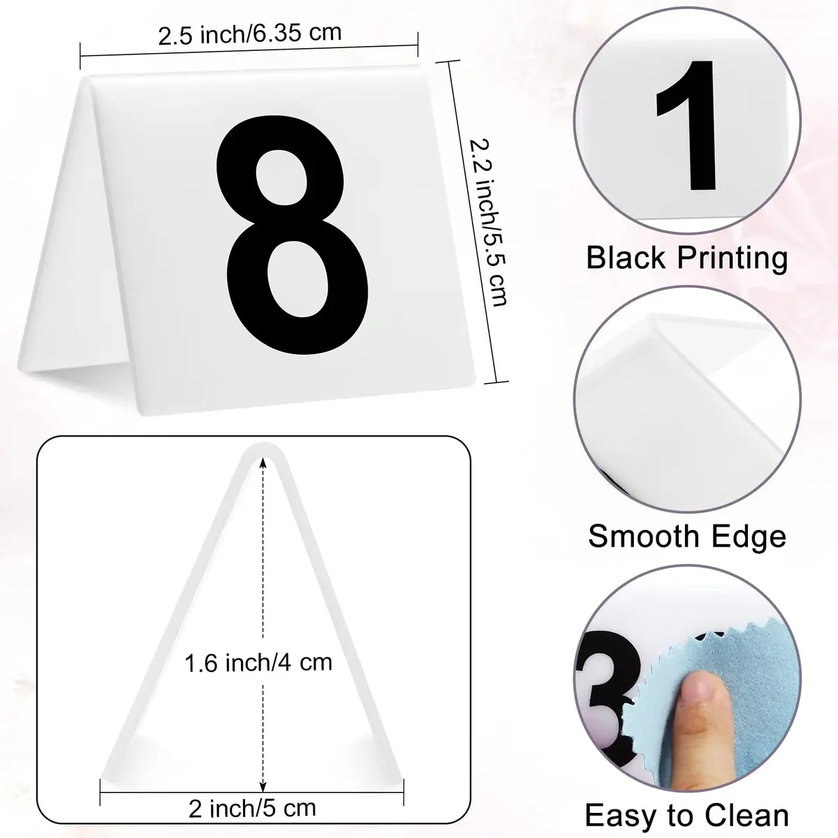 Yulejo Acrylic Table Numbers 1-40 | Double Side Minimalist Design for Events - view 2