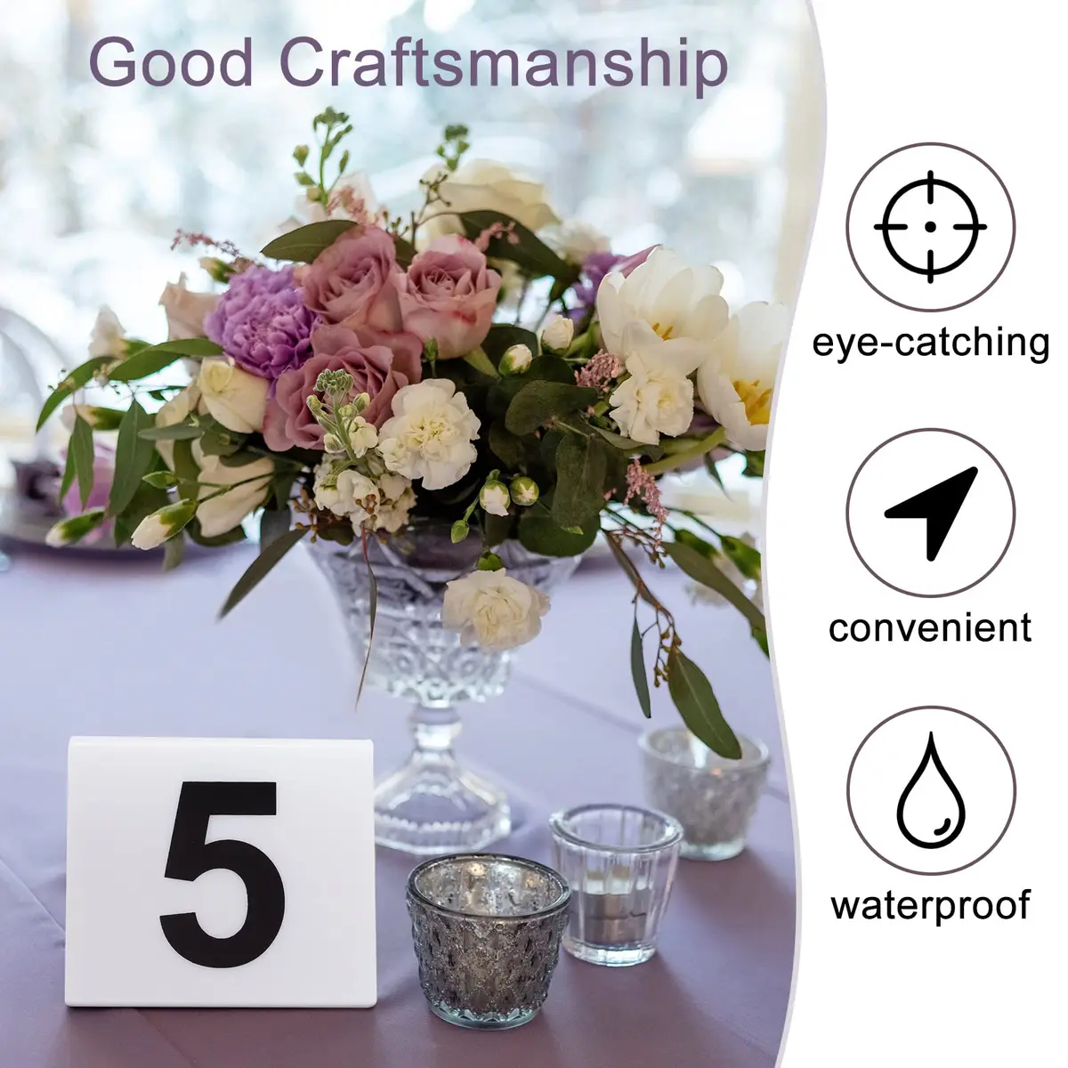 Yulejo Acrylic Table Numbers 1-40 | Double Side Minimalist Design for Events - view 3