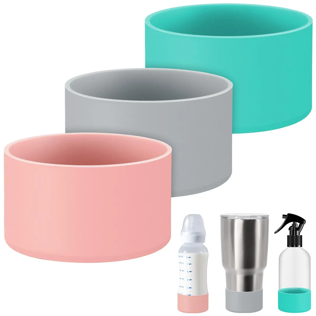 Honeydak Silicone Sleeve for Glass Spray Bottle, Pastel | Elastic, Non-slip, Protects & Warms Hands - main product image