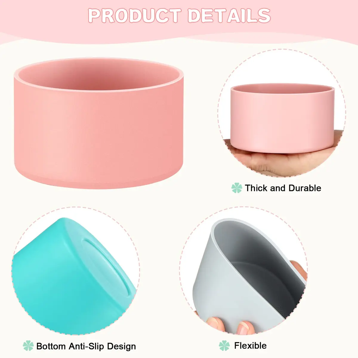 Honeydak Silicone Sleeve for Glass Spray Bottle, Pastel | Elastic, Non-slip, Protects & Warms Hands - view 3