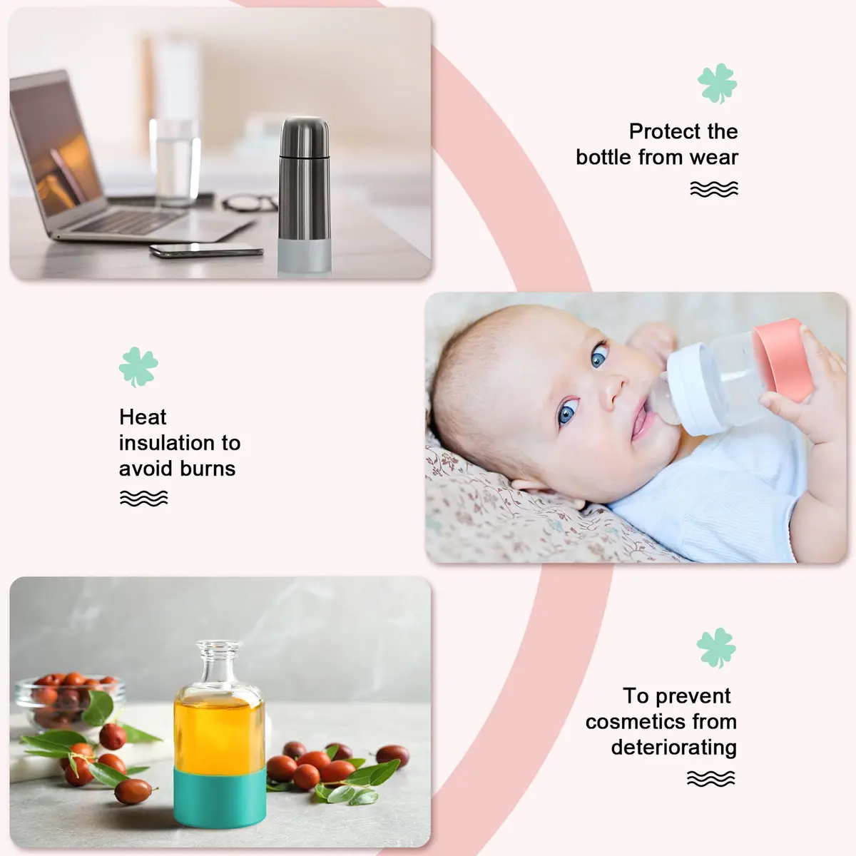 Honeydak Silicone Sleeve for Glass Spray Bottle, Pastel | Elastic, Non-slip, Protects & Warms Hands - view 4