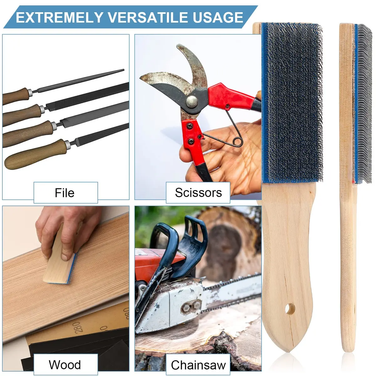 Chumia Steel Wire Card Brush 21 cm (8.27 Inch) | Cleans Metal Shavings from Files & Rasps - view 7