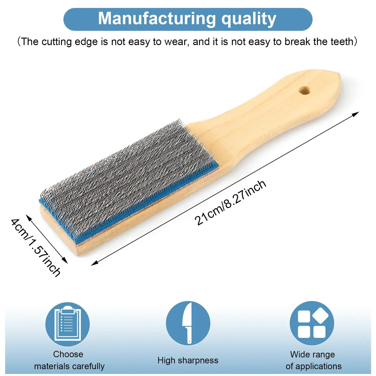 Chumia Steel Wire Card Brush 21 cm (8.27 Inch) | Cleans Metal Shavings from Files & Rasps - view 2