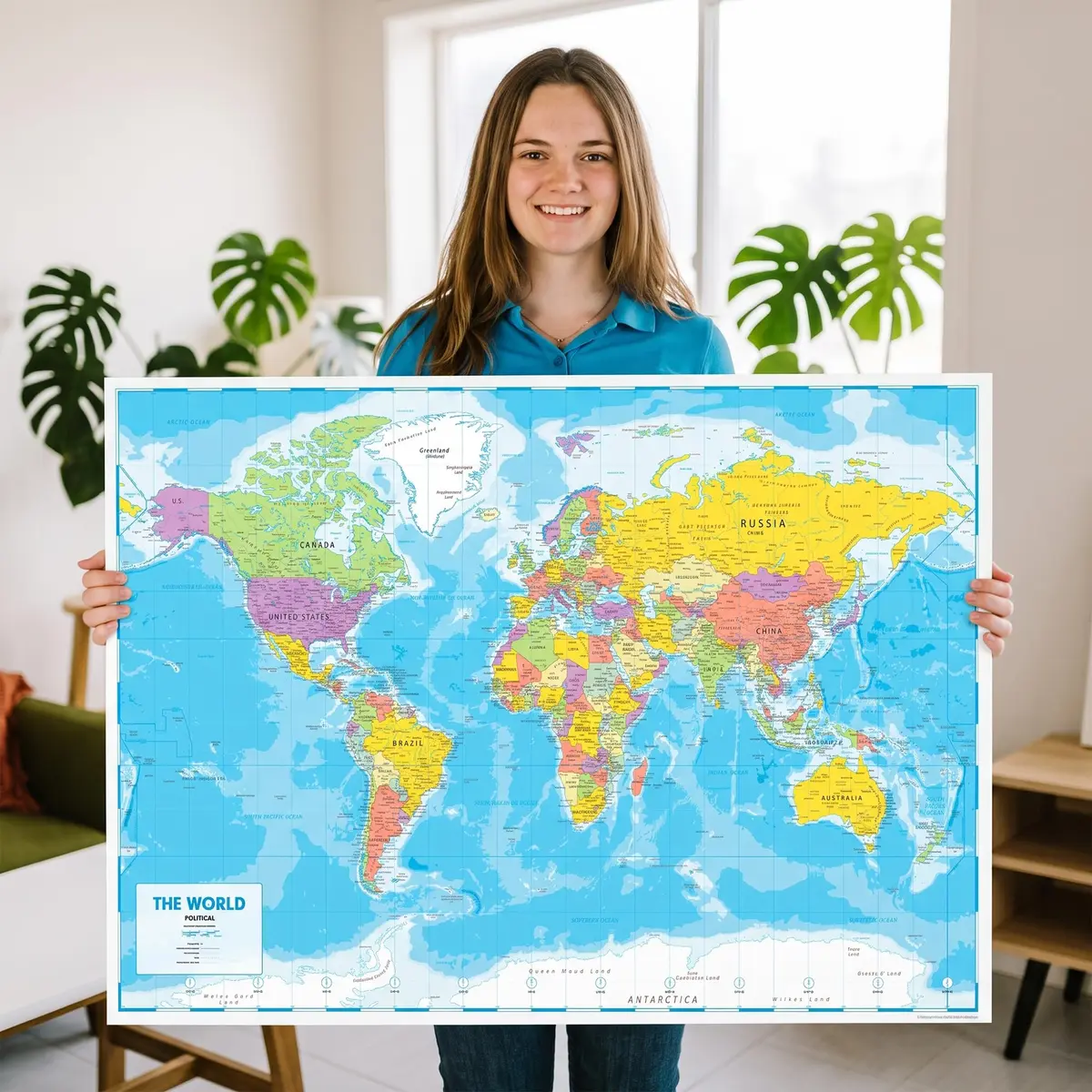 Hambli World Map Poster 24x33in - Write-On Wipe-Off, US Reverse, 2026 Updates | Interactive Learning Tool - view 7