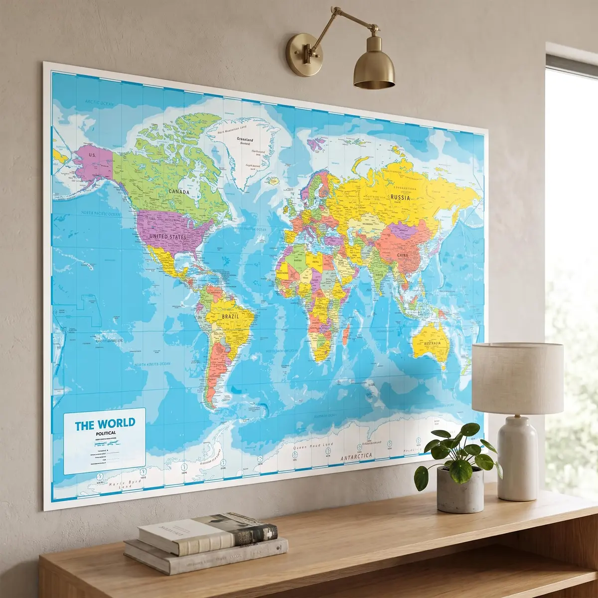 Hambli World Map Poster 24x33in - Write-On Wipe-Off, US Reverse, 2026 Updates | Interactive Learning Tool - view 8