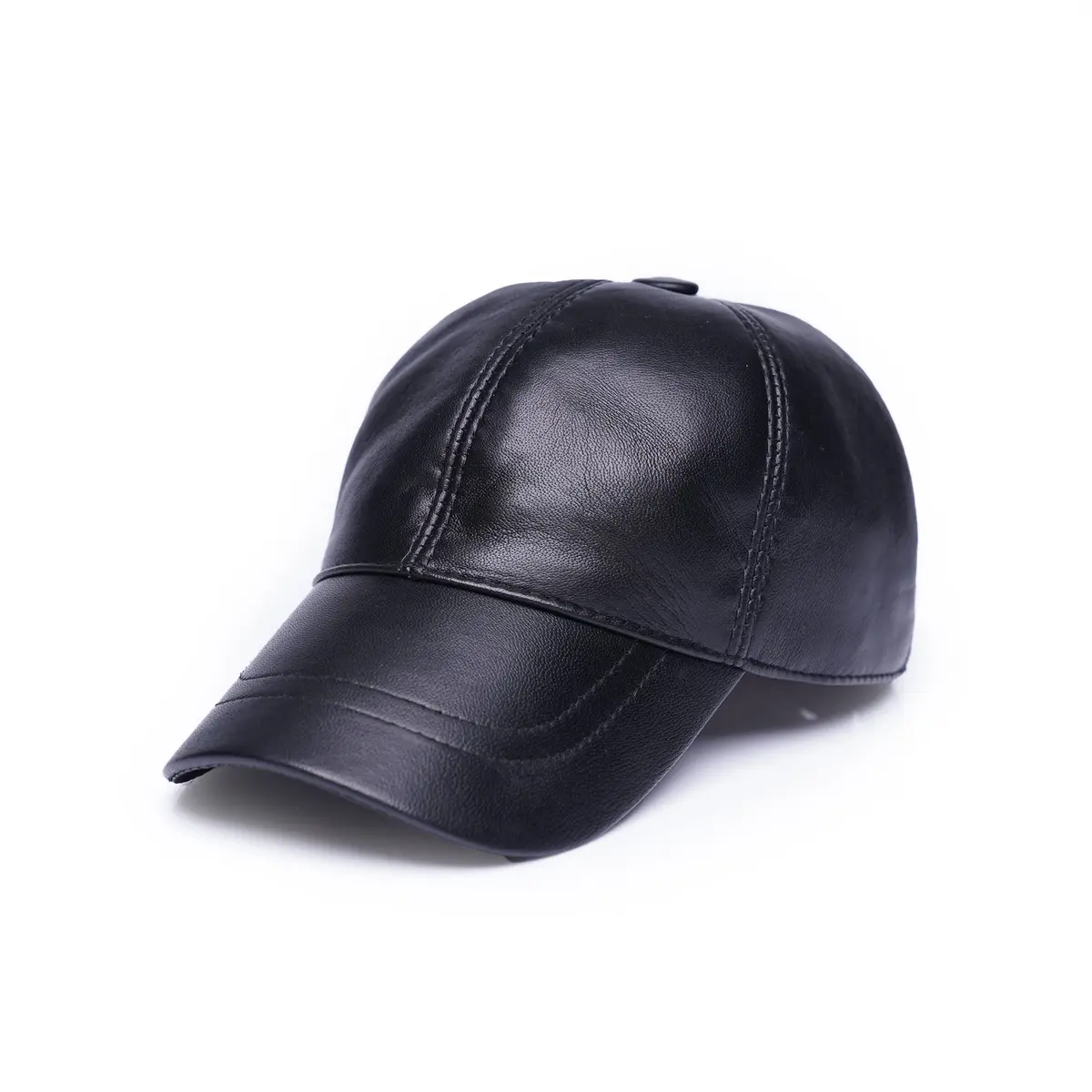 Mumcu's Leather Black Genuine Sheepskin Leather Baseball Cap for Men & Women | 56-60cm (Adjustable) - main product image