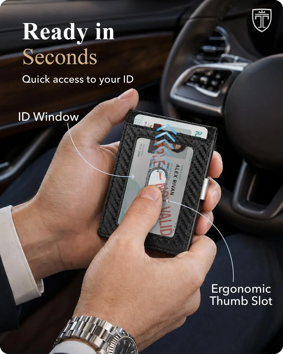 TRAVANDO AirTag Money Clip Wallet with RFID Protection for Men, 11 Cards, Carbon - 11.4cm x 8.1cm x 2.0cm - view 5