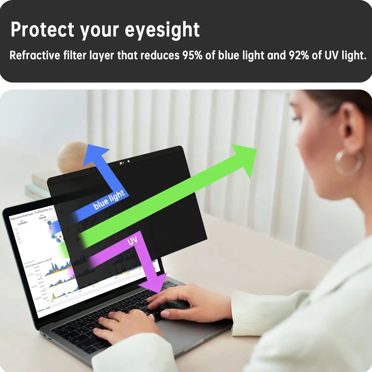 Peslv Magnetic Privacy Screen for MacBook Air 13" (2018-2021 M1) & Pro 13" (2016-2022 M1/M2) | Anti-Blue Light Glare Filter - view 6