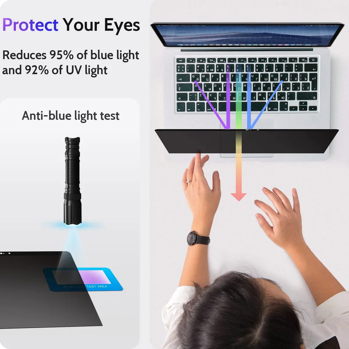 Peslv Magnetic Privacy Screen for MacBook Pro 13 Inch (2012-2015) | Anti Blue Light Glare Peep Filter - view 5